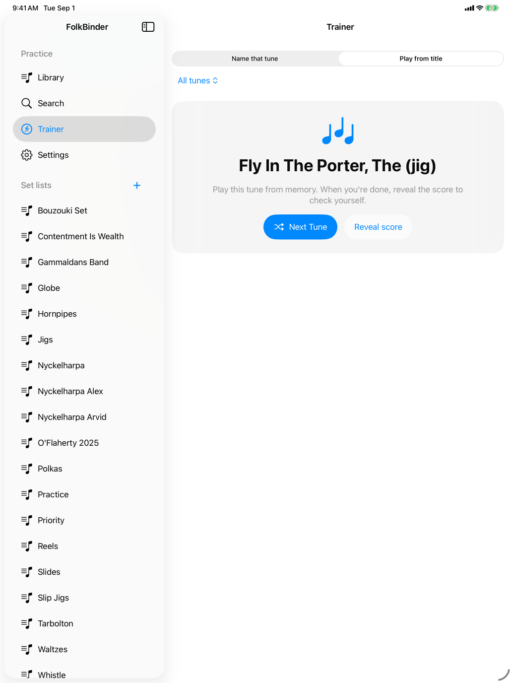 FolkBinder iPad Trainer