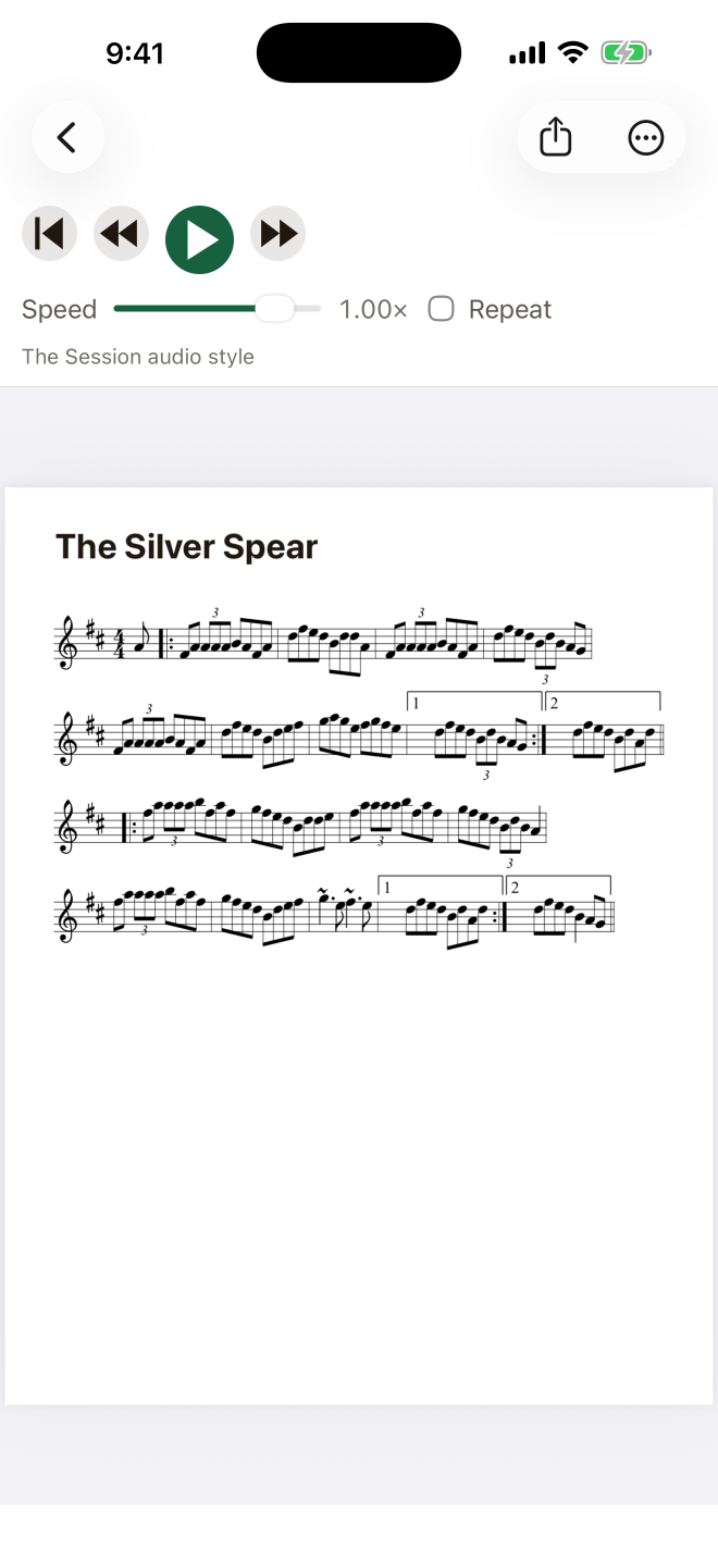 FolkBinder iPhone score playback